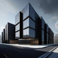 creative modern glass office building of a large corporation in the city, environmental building design with proportional