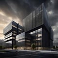 creative modern glass office building of a large corporation in the city, environmental building design with proportional Royalty Free Stock Photo