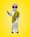 creative and modern hipster philosopher Aristotle with pink sunglasses