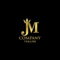 Creative and modern luxury INITIAL JM with crown Logo design template Royalty Free Stock Photo