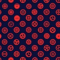 Creative steampunk seamless texture design. Clockwork gears vector infinite cogwheel pattern on blue background Royalty Free Stock Photo