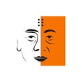 creative Monk face, line art vector