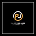 Creative Monogram for Initial Letter PJ Logo - Minimal Vector Logo Template for alphabet P and J Royalty Free Stock Photo