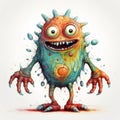 Colorful Monster With Painted Eyes: Algorithmic Art On White Background Royalty Free Stock Photo