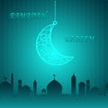 Creative Moon on Blue Theme Ramadan Kareem Background