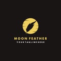 Creative moon feather logo design