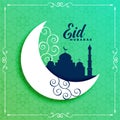 Creative moon and mosque eid mubarak background