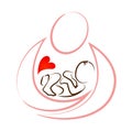 Creative mother baby icon design concept vector