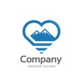 Creative mountain and love outline logo concept