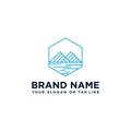Creative mountain and river logo vector