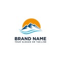 Creative mountain and river logo vector