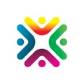 Creative multi color people community logo design