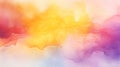 Creative multi-colored watercolor background. Mix of yellow, orange, pink, magenta, white. Hand drawn watercolour illustration