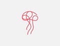 Creative multicolored logo icon jellyfish from a linear pattern