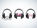 Creative music headphones logo set Royalty Free Stock Photo