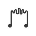 Creative music icon. Vector thin line illustration of musical notes with soundwave for music, sound, studio, music store