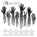 A creative 2017 musical calendar made with hands Royalty Free Stock Photo