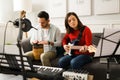 Creative musicians making new music Royalty Free Stock Photo