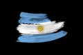 Creative national grunge flag, Argentina flag brushstroke on black isolated background, concept of politics, global business, Royalty Free Stock Photo