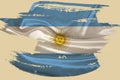 Creative national grunge flag, Argentina flag brushstroke on beige isolated background, concept of politics, global business, Royalty Free Stock Photo
