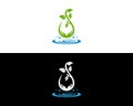 Creative Natural Water Drop With Green Leaves Logo Design. Royalty Free Stock Photo