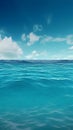 Closed up ocean wave splashing at beautiful sea with blue skies and clouds background Royalty Free Stock Photo