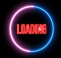 Creative neon loading circles. Colorful abstract light, bar of loading, HUD