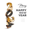 Creative New Year 2024 Banner or Poster Design with Black and Gold 3D Numbers. Happy New Year 2024 Design Royalty Free Stock Photo