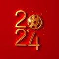 Creative 2024 New Year design template with cogwheels.