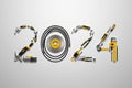 Creative 2024 New Year design template on engineering, construction, interior finishing, repair and maintenance theme.