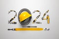 Creative 2024 New Year design template on engineering, construction, interior finishing, repair and maintenance theme.
