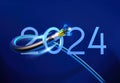 Creative 2024 New Year design template with a fiber optic cable.