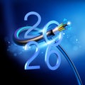 Creative 2026 New Year design template with a fiber optic cable. Royalty Free Stock Photo