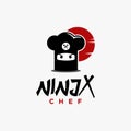 Creative ninja chef hat logo icon vector template