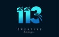 Creative number 113 logo with leading lines and road concept design. Number with geometric design