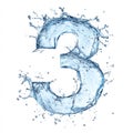 A creative number 3 made from cascading water splashes, with each curve and droplet capturing the Royalty Free Stock Photo