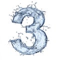 A creative number 3 made from cascading water splashes, with each curve and droplet capturing the Royalty Free Stock Photo