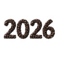 Creative 2026 numbers formed from coffee beans symbolizing a new year of fresh starts Royalty Free Stock Photo