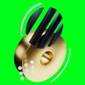 Creative numeral, number eight isolate on green background, modern design, magazine style, black and gold design, luxury.