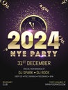 Creative 2024 NYE (New Year Eve) Party Template or Flyer Design with Time and Venue Details for New Year Celebration