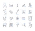 Creative occupation outline icons collection. Artist, Designer, Musician, Writer, Architect, Animator, Poet vector and