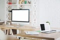 Creative office with empty devices Royalty Free Stock Photo