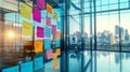 Creative Office Space Filled with Colorful Sticky Notes for Innovative Brainstorming Sessions Royalty Free Stock Photo