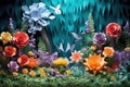 creative origami paper flower garden scene Royalty Free Stock Photo