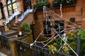 Creative outdoor decorations for Halloween in front of the building.