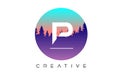 Creative P Letter Logo Design with Pine Forest Vector Shapes and Pastel Colors