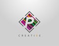 Creative P Letter Logo. Modern Abstract Square Geometric Initial P Icon Royalty Free Stock Photo