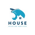 Creative Paint brush and negative space house property logo, house painting service logo vector icon