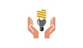 Creative Palm Holding Bulb Lamp Idea Logo