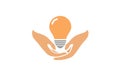 Creative Palm Holding Bulb Lamp Idea Logo